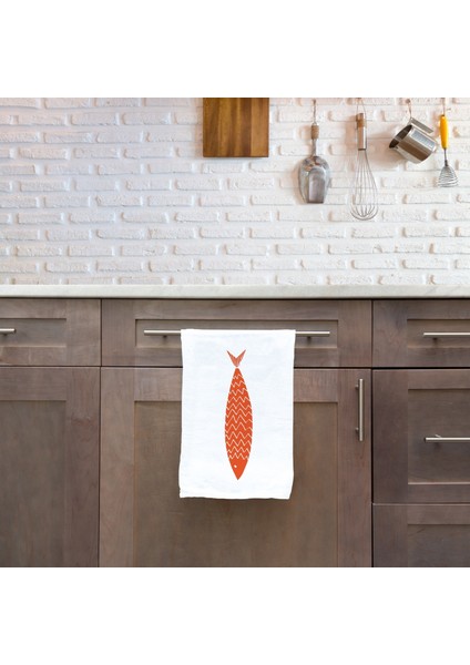 Orange A Fish - Turuncu Balıklı Mutfak Havlusu 2 Adet