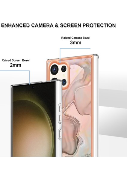 Samsung Galaxy S24 Ultra Için Desen Sert Arka Şeffaf Tpu Tampon Telefon Kılıfı - Rose Gold (Yurt Dışından) modelleri