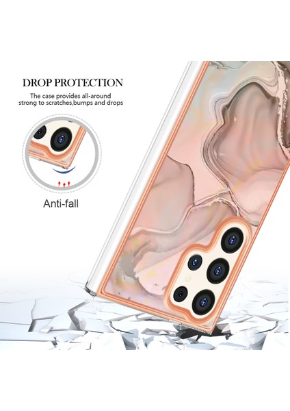 Samsung Galaxy S24 Ultra Için Desen Sert Arka Şeffaf Tpu Tampon Telefon Kılıfı - Rose Gold (Yurt Dışından) fırsatları