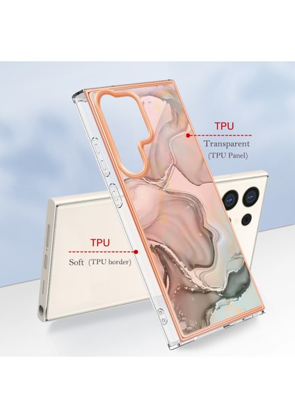 Samsung Galaxy S24 Ultra Için Desen Sert Arka Şeffaf Tpu Tampon Telefon Kılıfı - Rose Gold (Yurt Dışından) indirimleri