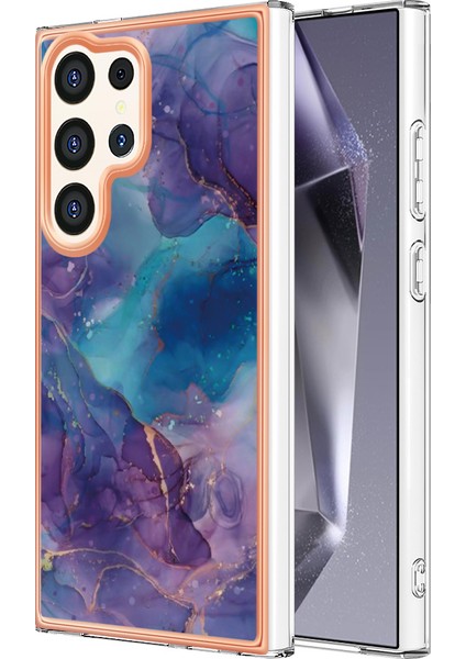 Samsung Galaxy S24 Ultra Için Desen Sert Arka Şeffaf Tpu Tampon Telefon Kılıfı - Mor (Yurt Dışından)