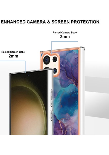 Samsung Galaxy S24 Ultra Için Desen Sert Arka Şeffaf Tpu Tampon Telefon Kılıfı - Mor (Yurt Dışından) modelleri