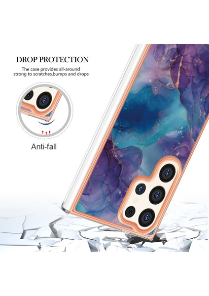 Samsung Galaxy S24 Ultra Için Desen Sert Arka Şeffaf Tpu Tampon Telefon Kılıfı - Mor (Yurt Dışından) fırsatları