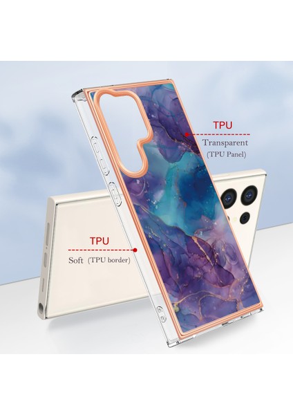 Samsung Galaxy S24 Ultra Için Desen Sert Arka Şeffaf Tpu Tampon Telefon Kılıfı - Mor (Yurt Dışından) indirimleri