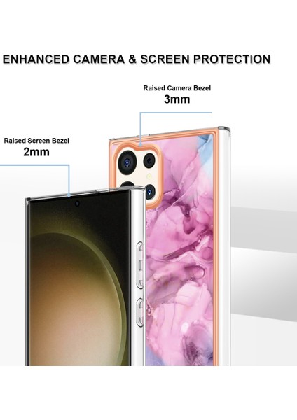 Samsung Galaxy S24 Ultra Için Desen Sert Arka Şeffaf Tpu Tampon Telefon Kılıfı - Pembe (Yurt Dışından) modelleri