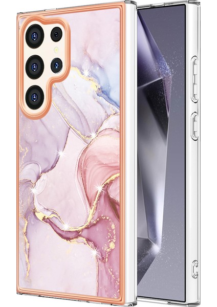 Samsung Galaxy S24 Ultra Için Mermer Şık Desenli Tpu Tampon Telefon Kılıfı - Rose Gold (Yurt Dışından)