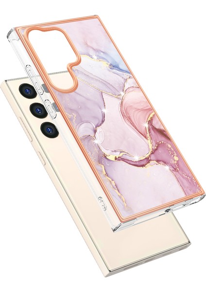Samsung Galaxy S24 Ultra Için Mermer Şık Desenli Tpu Tampon Telefon Kılıfı - Rose Gold (Yurt Dışından) fiyatları