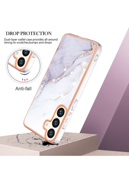 Samsung Galaxy S24+ Için Mermer Şık Desenli Tpu Tampon Telefon Kılıfı - Beyaz (Yurt Dışından) modelleri