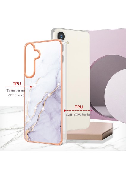Samsung Galaxy S24+ Için Mermer Şık Desenli Tpu Tampon Telefon Kılıfı - Beyaz (Yurt Dışından) indirimleri