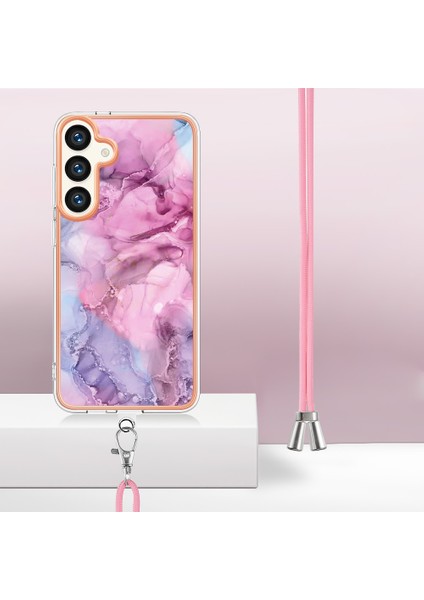 Samsung Galaxy S24 Için Desen Hibrit Çapraz Askı Kordon Telefon Kılıfı - Pembe (Yurt Dışından) fiyatları