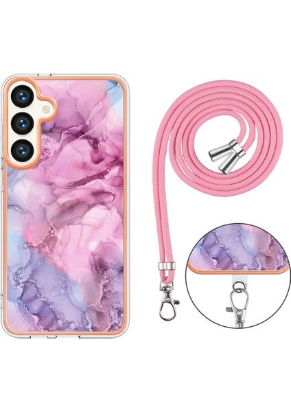 Samsung Galaxy S24 Için Desen Hibrit Çapraz Askı Kordon Telefon Kılıfı - Pembe (Yurt Dışından) modelleri