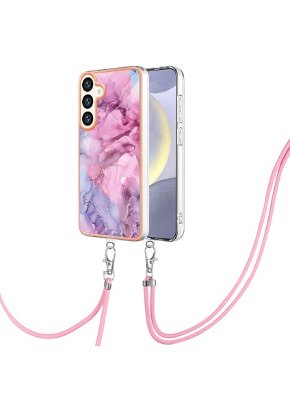 Samsung Galaxy S24 Için Desen Hibrit Çapraz Askı Kordon Telefon Kılıfı - Pembe (Yurt Dışından) indirimleri