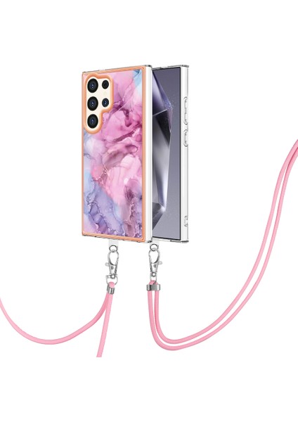 Samsung Galaxy S24 Ultra Için Desen Hibrit Çapraz Askı Kordon Telefon Kılıfı - Pembe (Yurt Dışından) fırsatları
