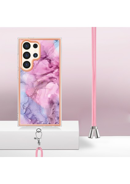 Samsung Galaxy S24 Ultra Için Desen Hibrit Çapraz Askı Kordon Telefon Kılıfı - Pembe (Yurt Dışından) indirimleri