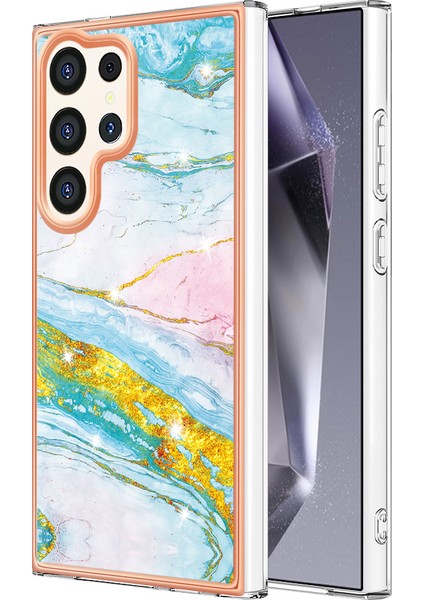 Samsung Galaxy S24 Ultra Için Mermer Şık Desenli Tpu Tampon Telefon Kılıfı - Altın (Yurt Dışından)