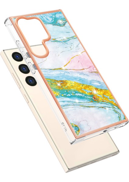 Samsung Galaxy S24 Ultra Için Mermer Şık Desenli Tpu Tampon Telefon Kılıfı - Altın (Yurt Dışından) fiyatları