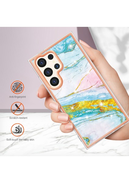 Samsung Galaxy S24 Ultra Için Mermer Şık Desenli Tpu Tampon Telefon Kılıfı - Altın (Yurt Dışından) fırsatları