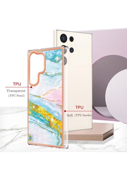 Samsung Galaxy S24 Ultra Için Mermer Şık Desenli Tpu Tampon Telefon Kılıfı - Altın (Yurt Dışından) indirimleri