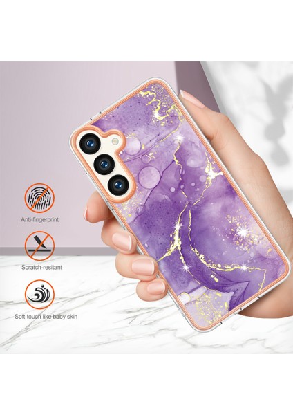 Samsung Galaxy S24+ Için Mermer Şık Desenli Tpu Tampon Telefon Kılıfı - Mor (Yurt Dışından) fırsatları