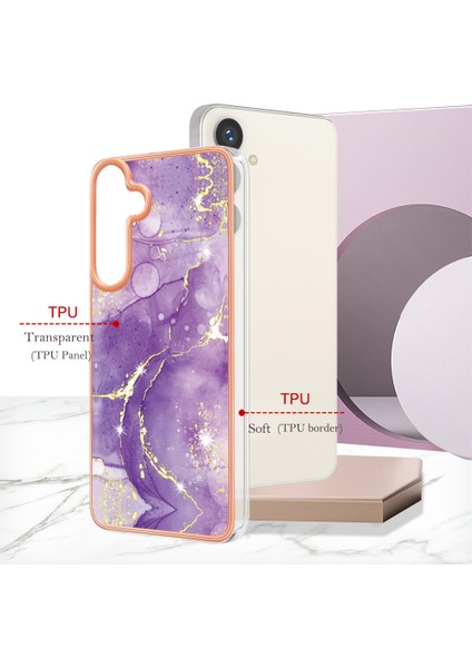Samsung Galaxy S24+ Için Mermer Şık Desenli Tpu Tampon Telefon Kılıfı - Mor (Yurt Dışından) indirimleri