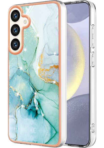 Samsung Galaxy S24+ Için Mermer Şık Desenli Tpu Tampon Telefon Kılıfı - Yeşil (Yurt Dışından)