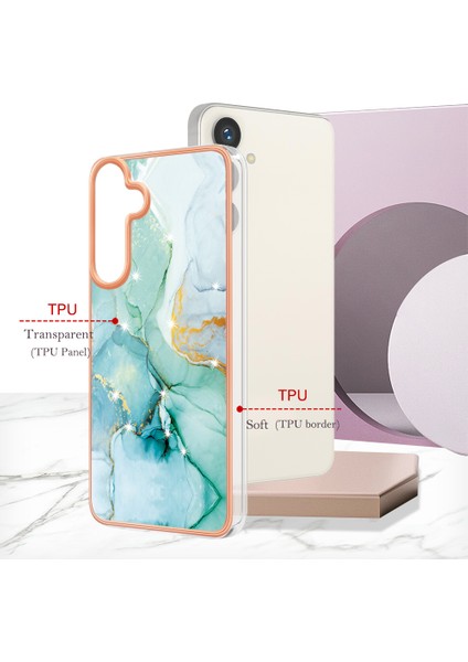 Samsung Galaxy S24+ Için Mermer Şık Desenli Tpu Tampon Telefon Kılıfı - Yeşil (Yurt Dışından) indirimleri