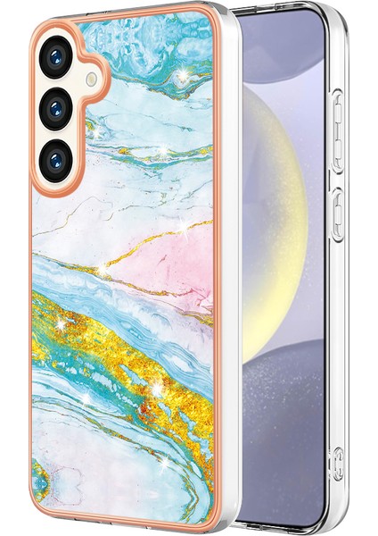 Samsung Galaxy S24+ Için Mermer Şık Desenli Tpu Tampon Telefon Kılıfı - Altın (Yurt Dışından)