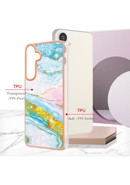 Samsung Galaxy S24+ Için Mermer Şık Desenli Tpu Tampon Telefon Kılıfı - Altın (Yurt Dışından) indirimleri