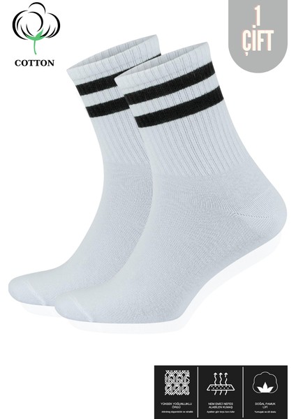 Kral Socks Erkek - Kadın Çizgili Kolej Tenis Çorabı Pamuklu Terletmez Çorap