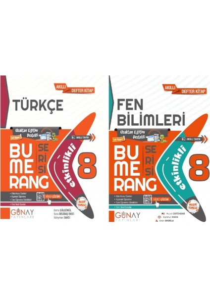 8. Sınıf Bumerang Serisi Türkçe - Fen Bilimleri Konu Anlatımlı ve Etkinlikli Soru Bankası 2 Kitap