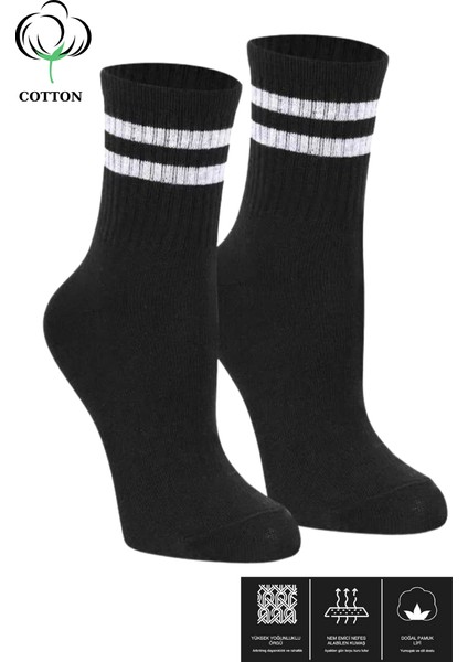 Kral Socks Erkek - Kadın Çizgili Kolej Tenis Çorabı Pamuklu Terletmez Çorap