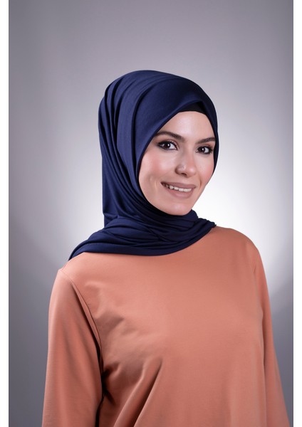 Lacivert Düz Klasik Şal Viskon Kumaş Likralı Penye 202101_02