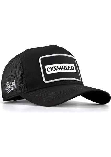 V2 Trucker Censored - 2 Kod Logolu Unisex Siyah Şapka (Cap)