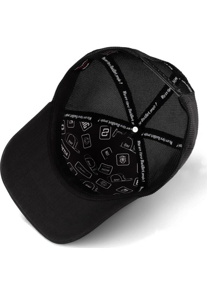 V2 Trucker Royalty - 2 Kod Logolu Unisex Siyah Şapka (Cap)