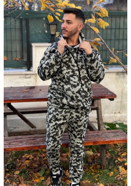 Erkek Kalın 3 Iplik Kapşonlu Eşofman Takımı