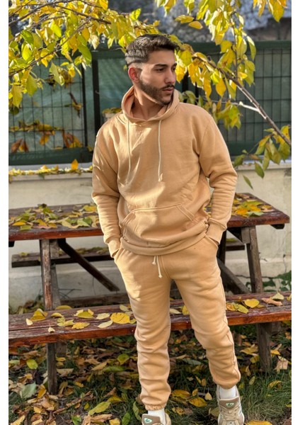 Erkek Kalın 3 Iplik Kapşonlu Eşofman Takımı