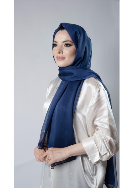 Lacivert Düz Klasik Şal Şifon Kumaş Janjan Abiye 202108_02