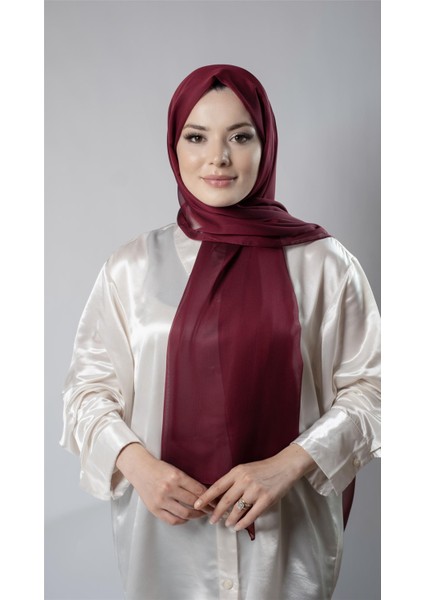 Bordo Düz Klasik Şal Şifon Kumaş Janjan Abiye 202108_16