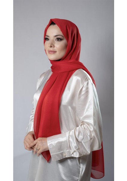 Kırmızı Düz Klasik Şal Şifon Kumaş Janjan Abiye 202108_31 modelleri