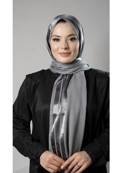 Gri Şerit Çizgili Şal Viskon Kumaş Bursa Dolama 202109_15