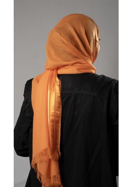 Turuncu Şerit Çizgili Şal Viskon Kumaş Bursa Dolama 202109_57 modelleri