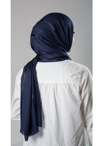 Lacivert Çizgili Şal Viskon Kumaş Bursa Dolama 202110_02 modelleri