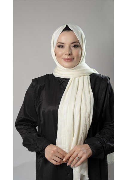 Ekru Çizgili Şal Viskon Kumaş Bursa Dolama 202110_27