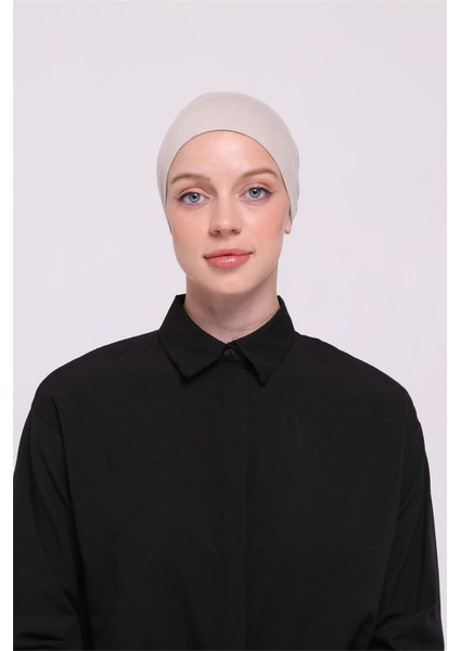 Bej Arkadan Bağlamalı Tesettür Bone Viskon Kumaş Dikişsiz Geçmeli Likralı Iç Bone 3010_12 fiyatları