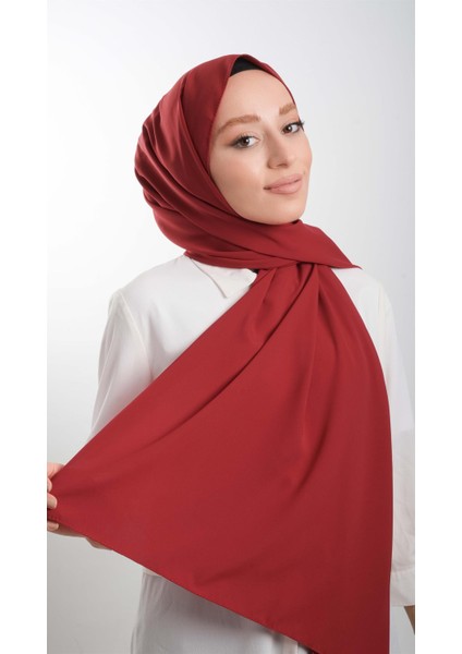 Kırmızı Düz Klasik Şal Medine Ipeği Sade 202103_31