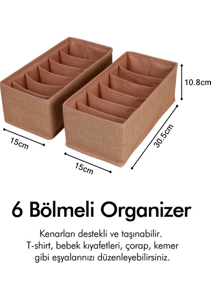 Tekno Trust Çekmece Içi 2'li Jüt 6 Bölmeli Çocuk Odası Dolap Çekmece Içi Çamaşır Çorap Düzenleyici Petek Akordi fırsatları