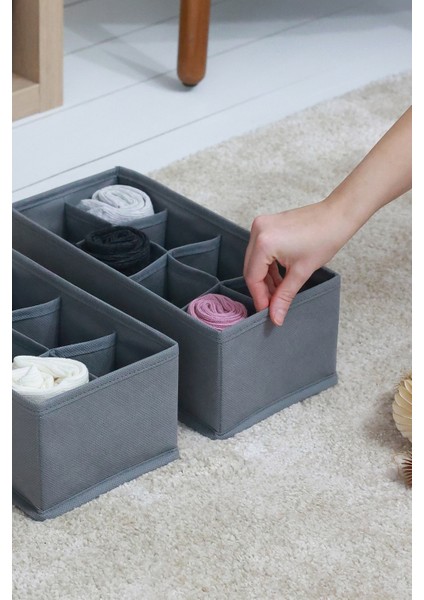 Tekno Trust 2 Parça 2'li Gri 8 Bölmeli Çocuk Odası Dolap Çekmece Içi Çamaşır Çorap Düzenleyici Petek Akordiyon modelleri