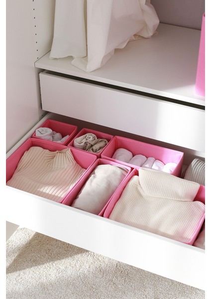 Tekno Trust Kumaş 6'lı Pembe Çocuk Odası Dolap Çamaşır Çekmece Içi Düzenleyici Saklama Kutusu Organizer fırsatları