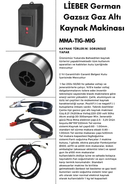 Teknoloji M300 Mig Tig Mma 3in1 300 Amper Invertör ve Gazsız Gazaltı Kaynak Makinesi