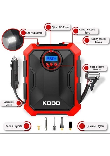 KB200 12VOLT 150 Psı Ayarlanabilir Dijital Basınç Göstergeli Hava Lastik Şişirme Pompası modelleri